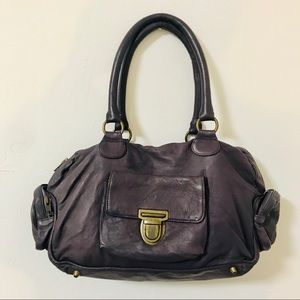 Purple soft leather handbag